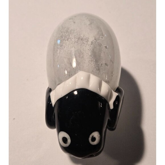 Glass Sheep Figurine Paperweight - Hand blown Black & White Decor - 3.5" Long - Picture 4 of 7